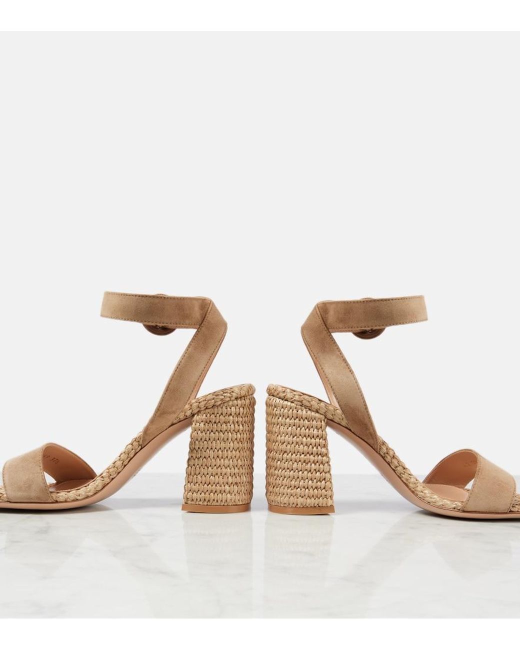 Gianvito Rossi Natural 85 Suede Espadrille Sandals