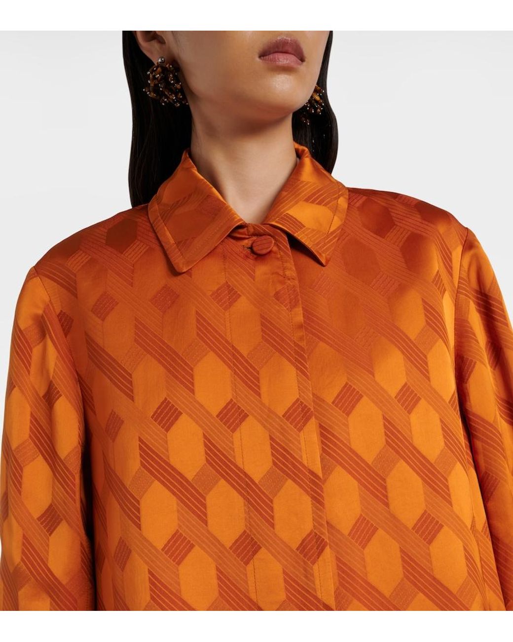 Dries Van Noten Orange Printed Coat
