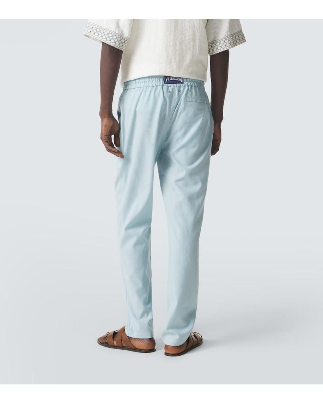 Vilebrequin Blue Parc Striped Wool-Blend Slim Pants for men