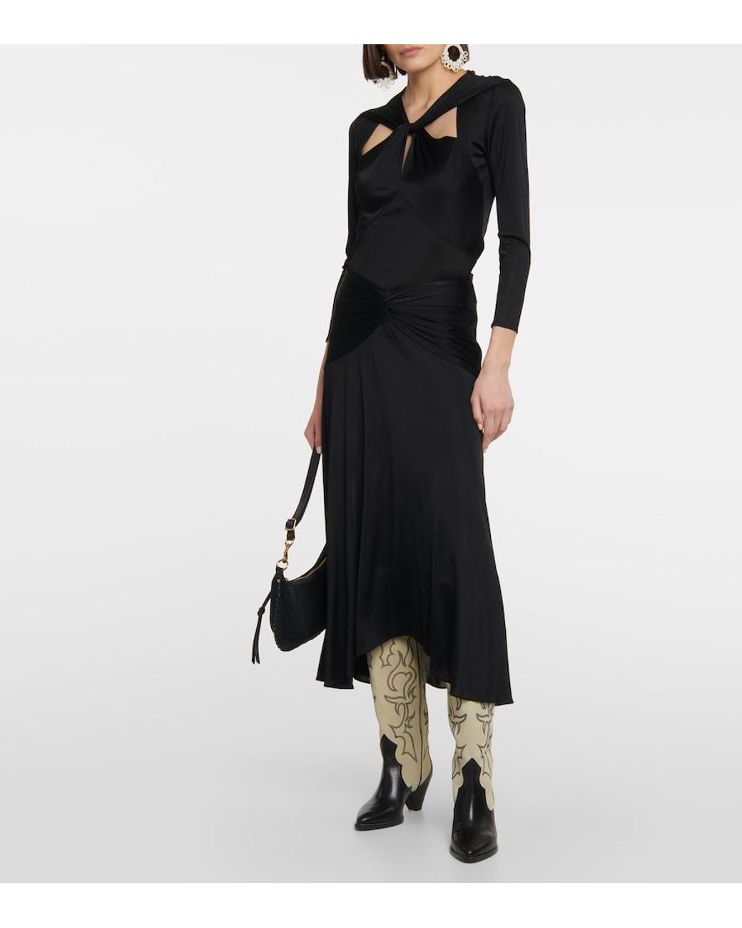 Isabel Marant Natural Leila Leather And Suede Cowboy Boots