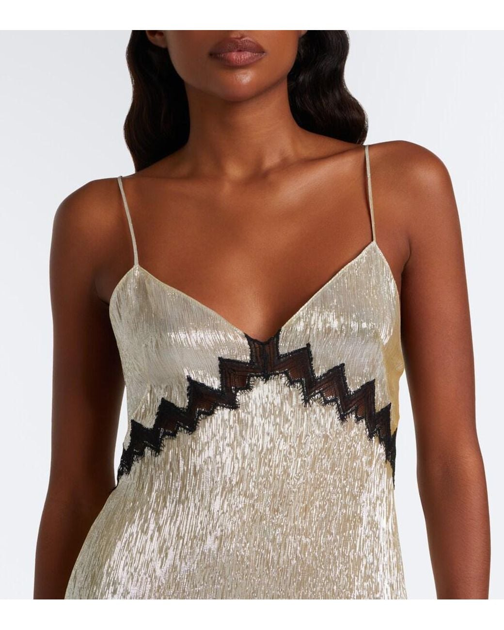 Tom Ford Natural Lace-Trimmed Silk-Blend Slip Dress