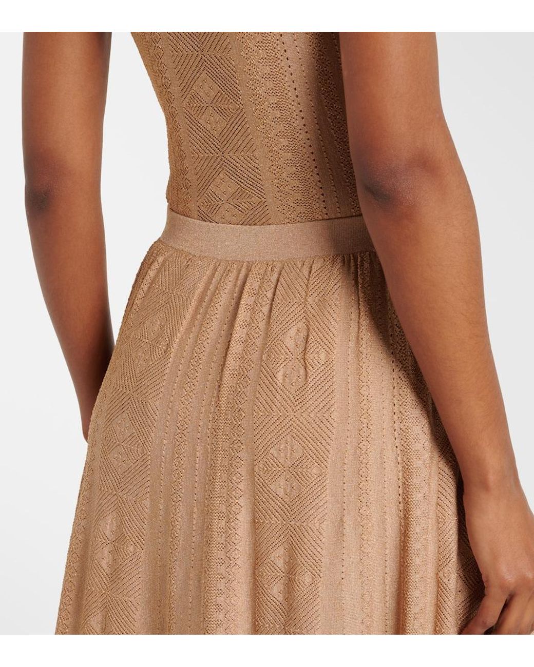 Zimmermann Brown Aster Pointelle Lame Maxi Skirt
