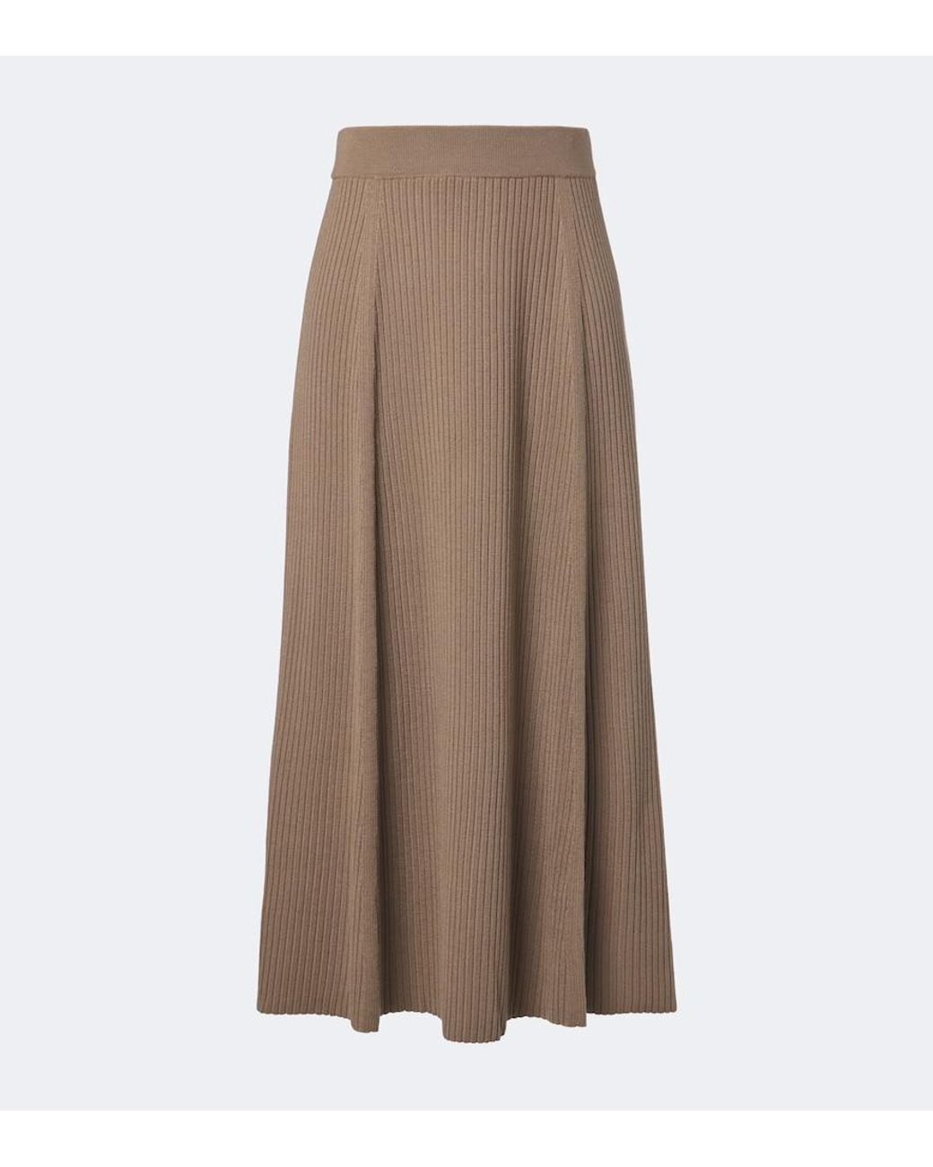 Joseph Brown Hallie Ribbed-Knit Wool-Blend Midi Skirt