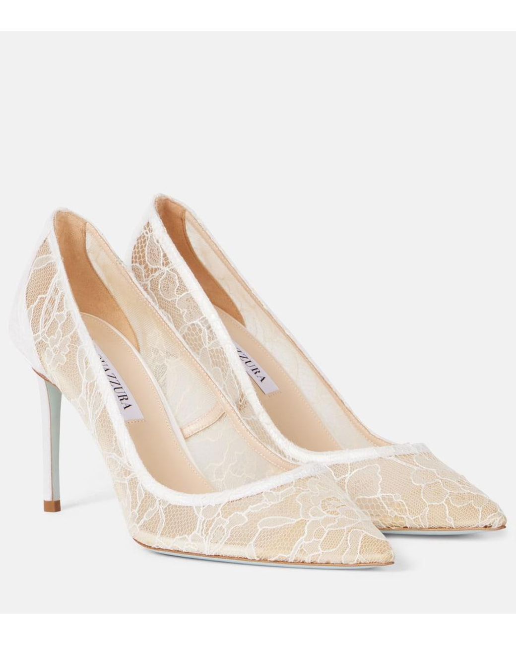 Aquazzura Purist 85 Lace Pumps in Natural | Lyst