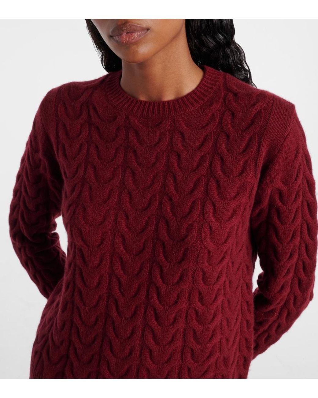 Max Mara Red Aramis Cable-Knit Cashmere Sweater