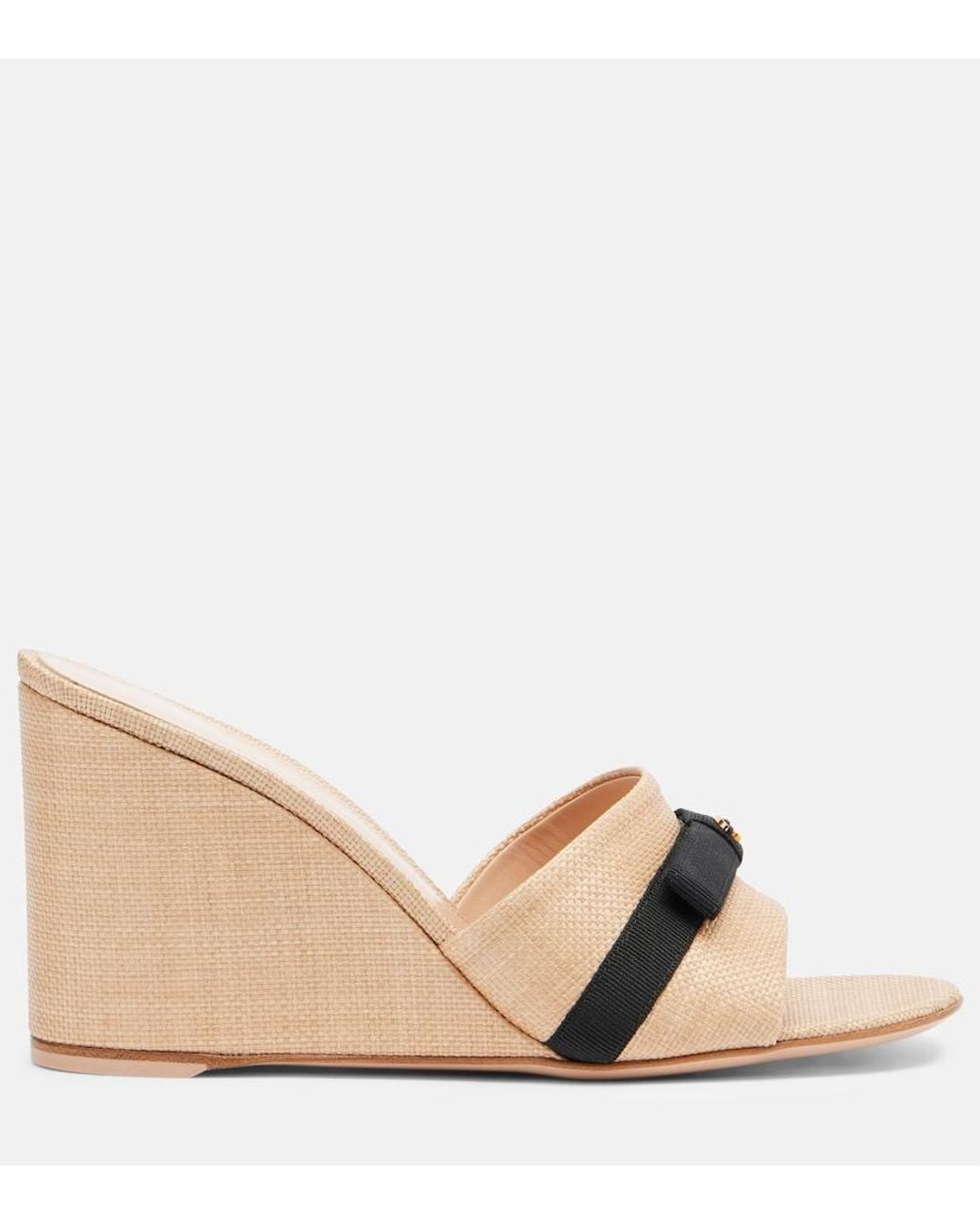 Gianvito Rossi Natural Minou Raffia Wedge Mules
