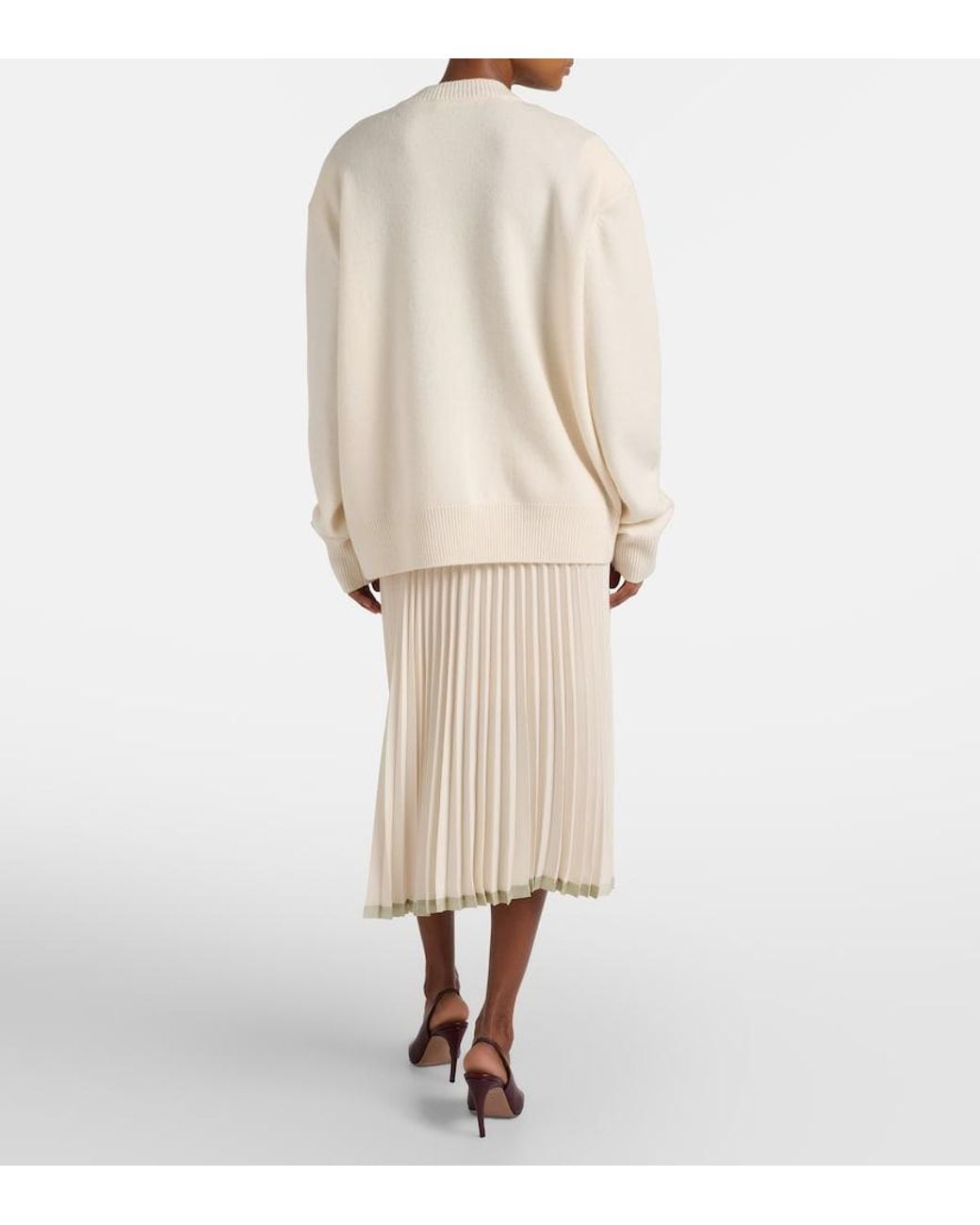 Vince Natural Plisse Tiered Midi Skirt