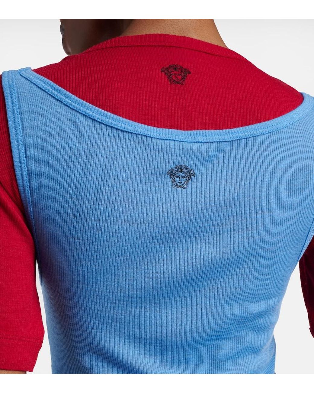 Versace Blue Medusa Virgin Wool Tank Top