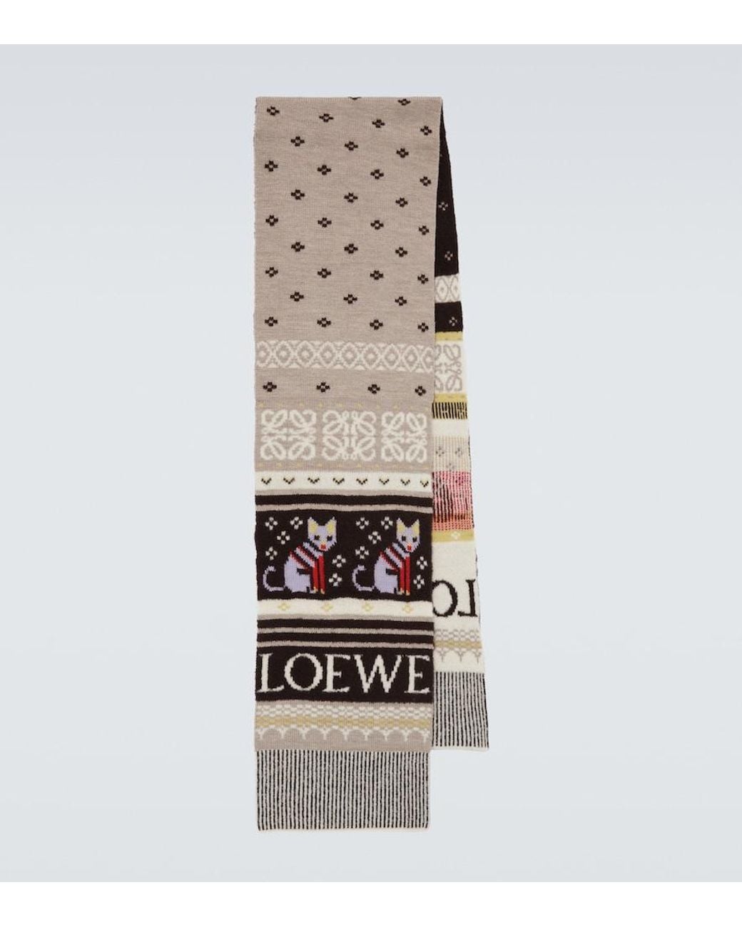Loewe White X Louis Wain Wool-Blend Jacquard Scarf for men