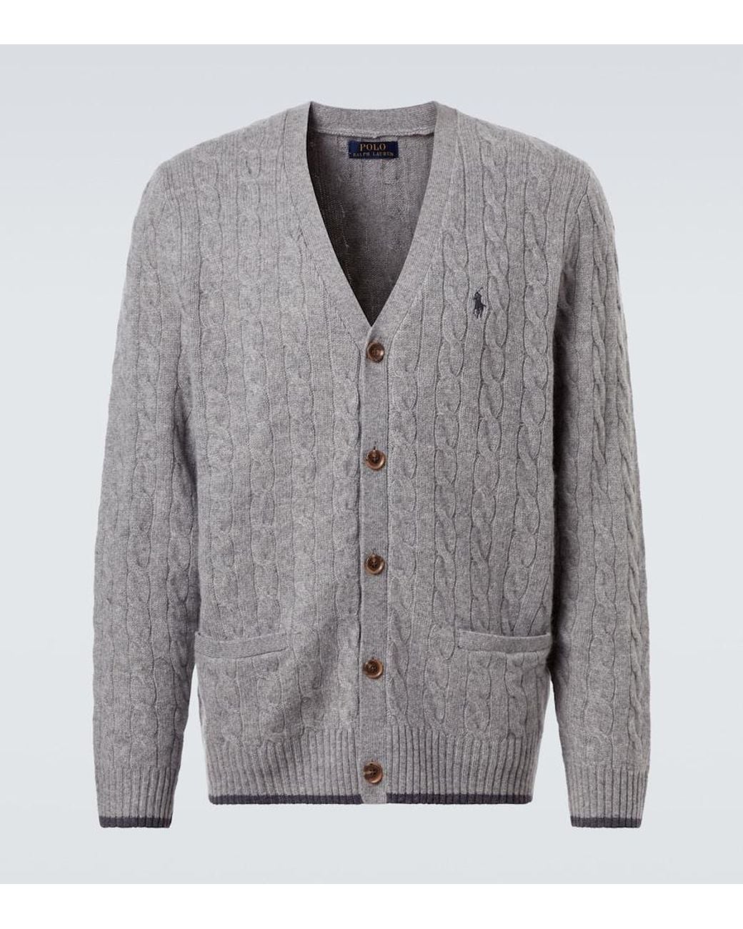 Polo Ralph Lauren Gray Cable-Knit Cashmere Cardigan for men