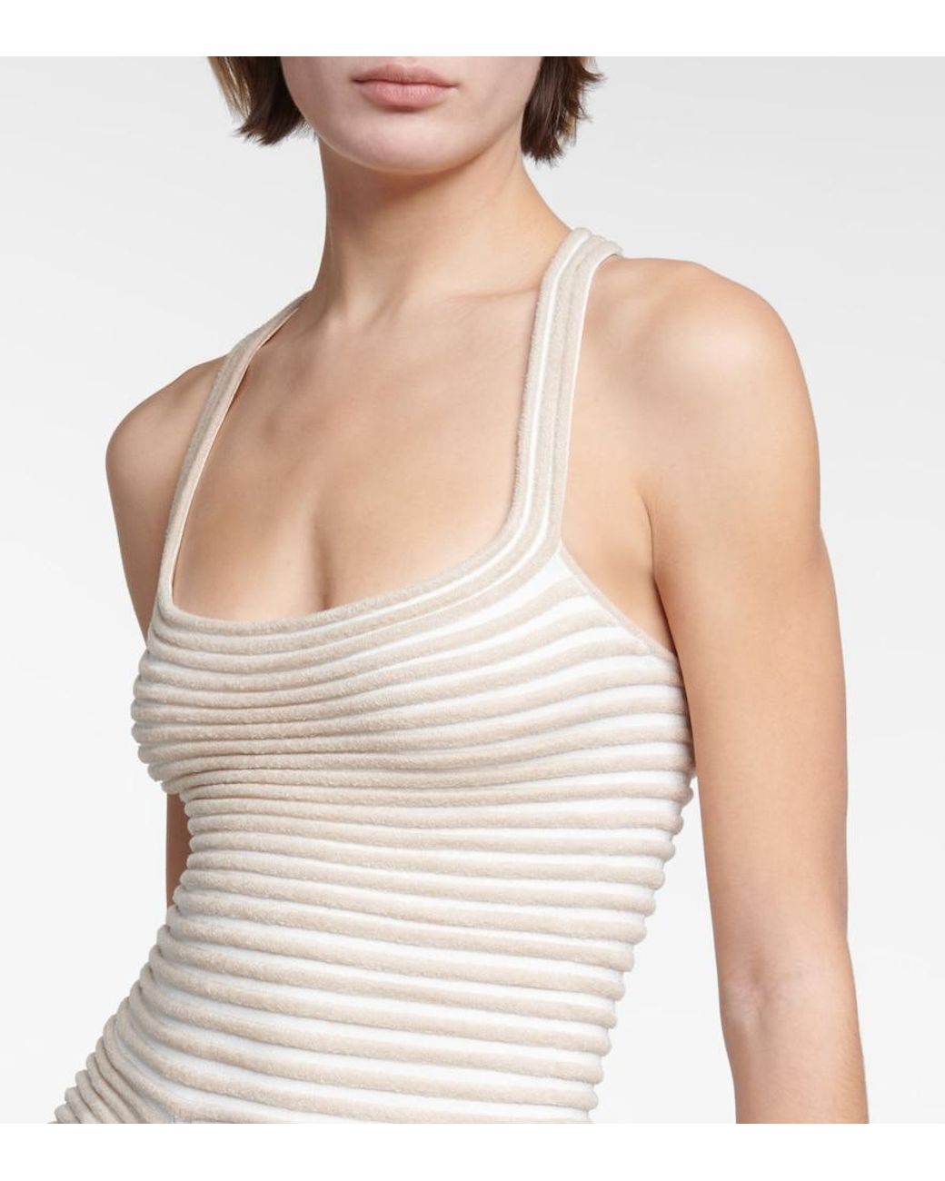 Alaïa Natural Crepe And Chenille Ballerina Minidress
