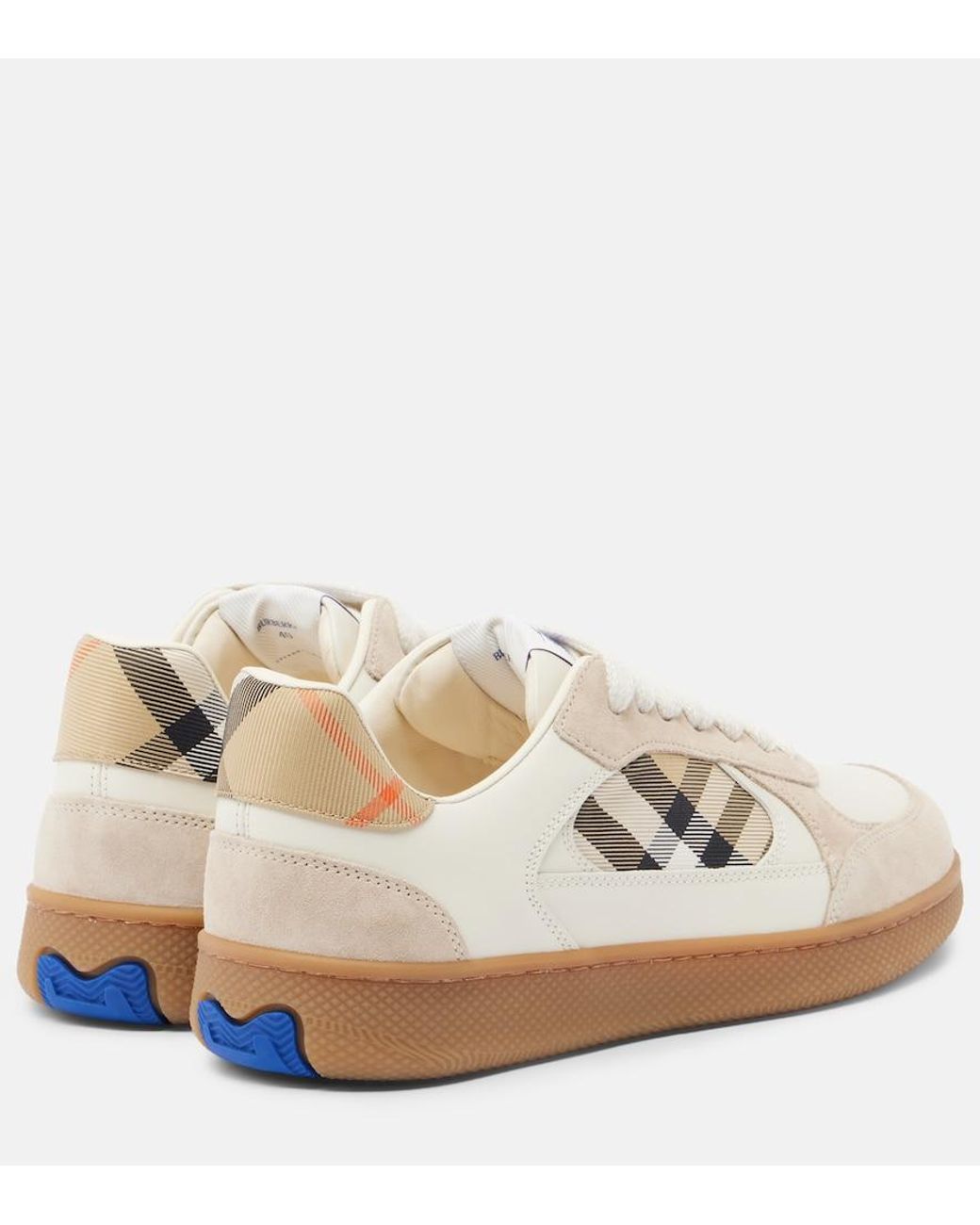 Burberry White Terrace Leather And Suede Sneakers