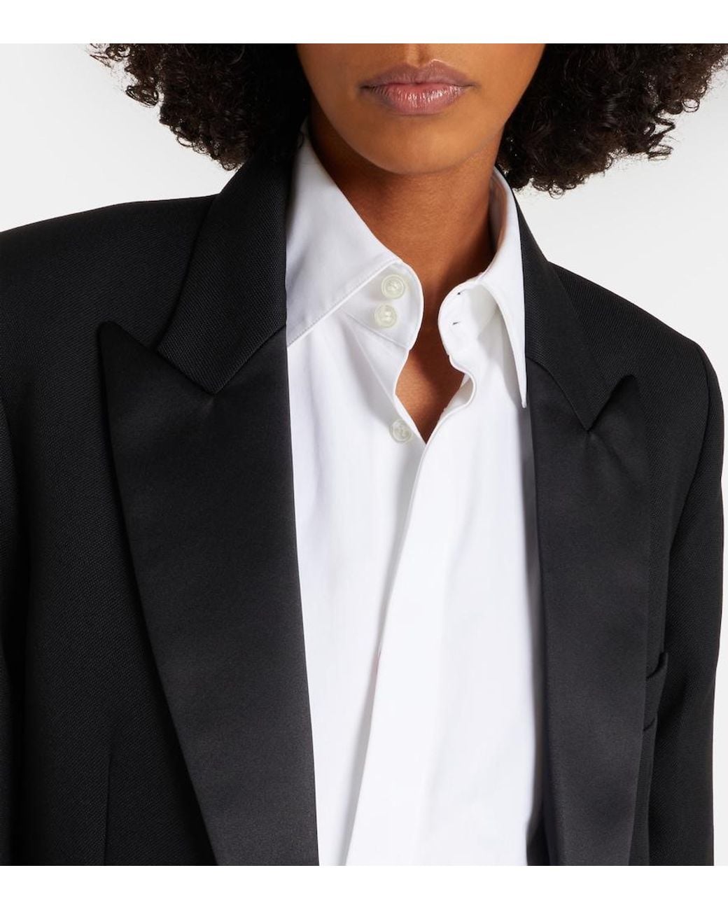 Victoria Beckham Black Belted Satin-Trimmed Blazer