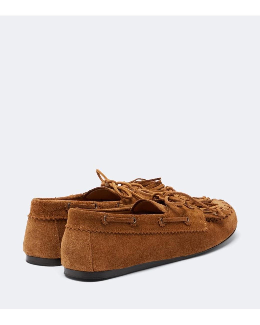 Isabel Marant Brown Fersi Fringed Suede Boat Shoes