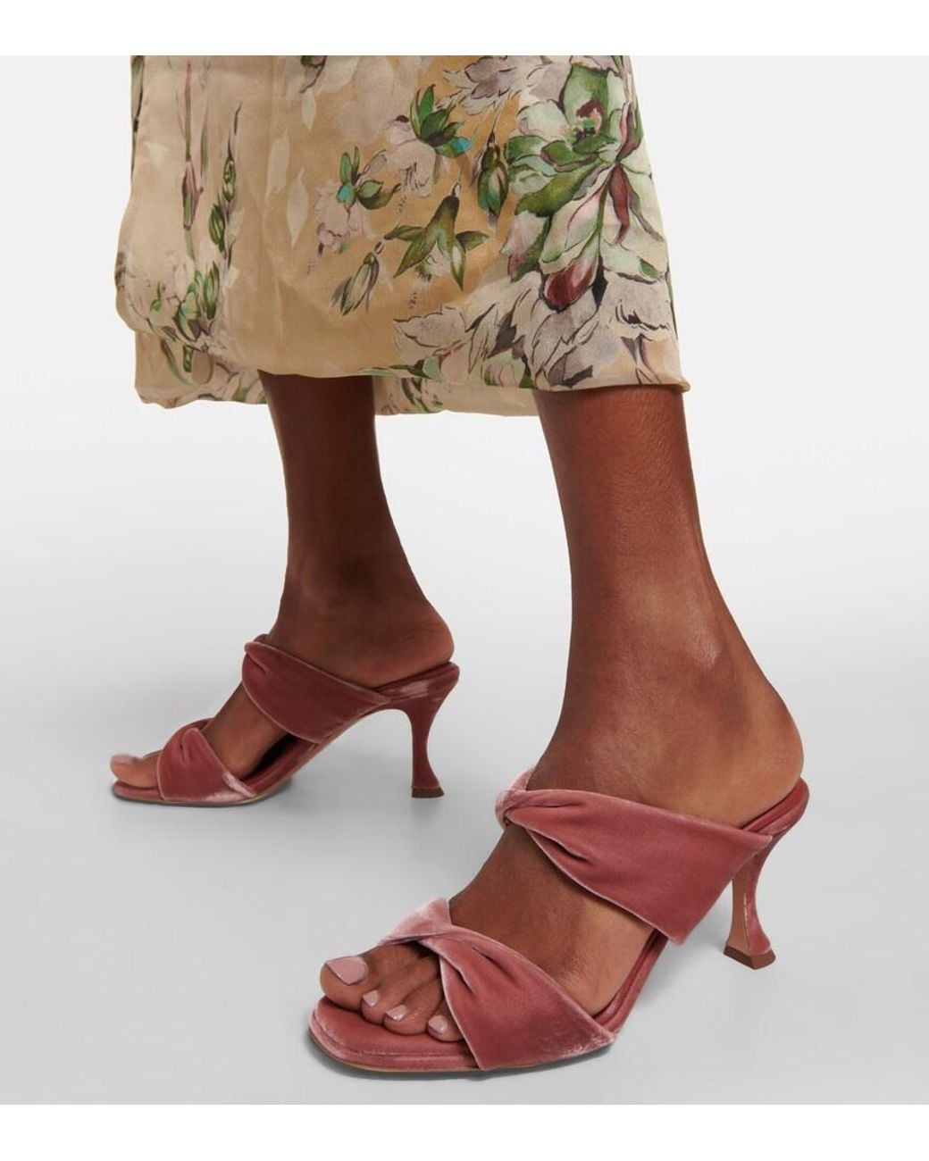 Aquazzura Red Twist 95 Velvet Mules