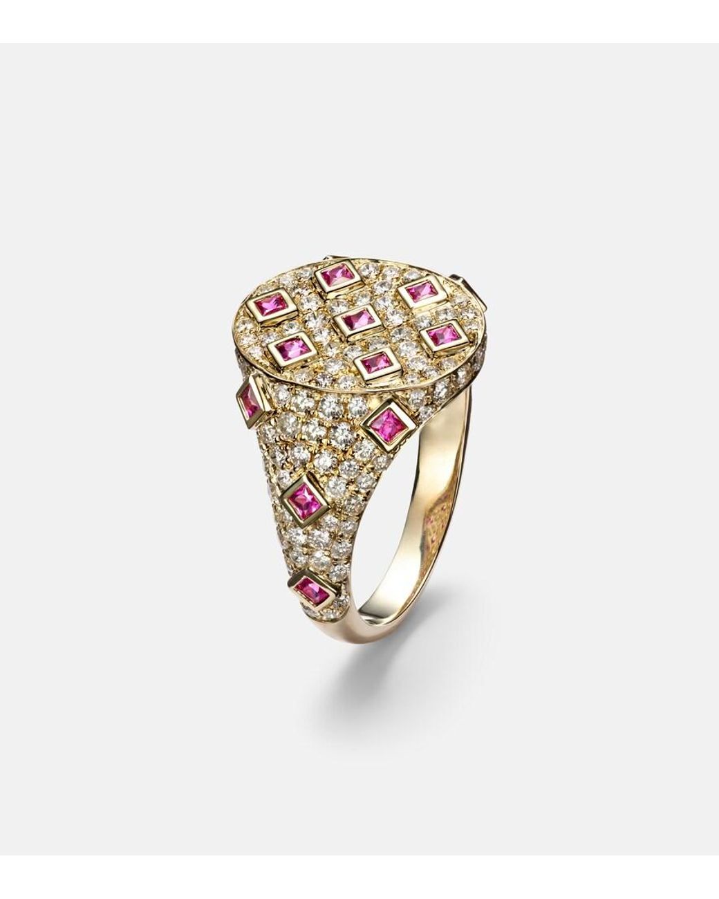 Yvonne Léon White Ring Aus 9Kt Gelbgold (375/1000) Mit Diamanten Und Saphiren