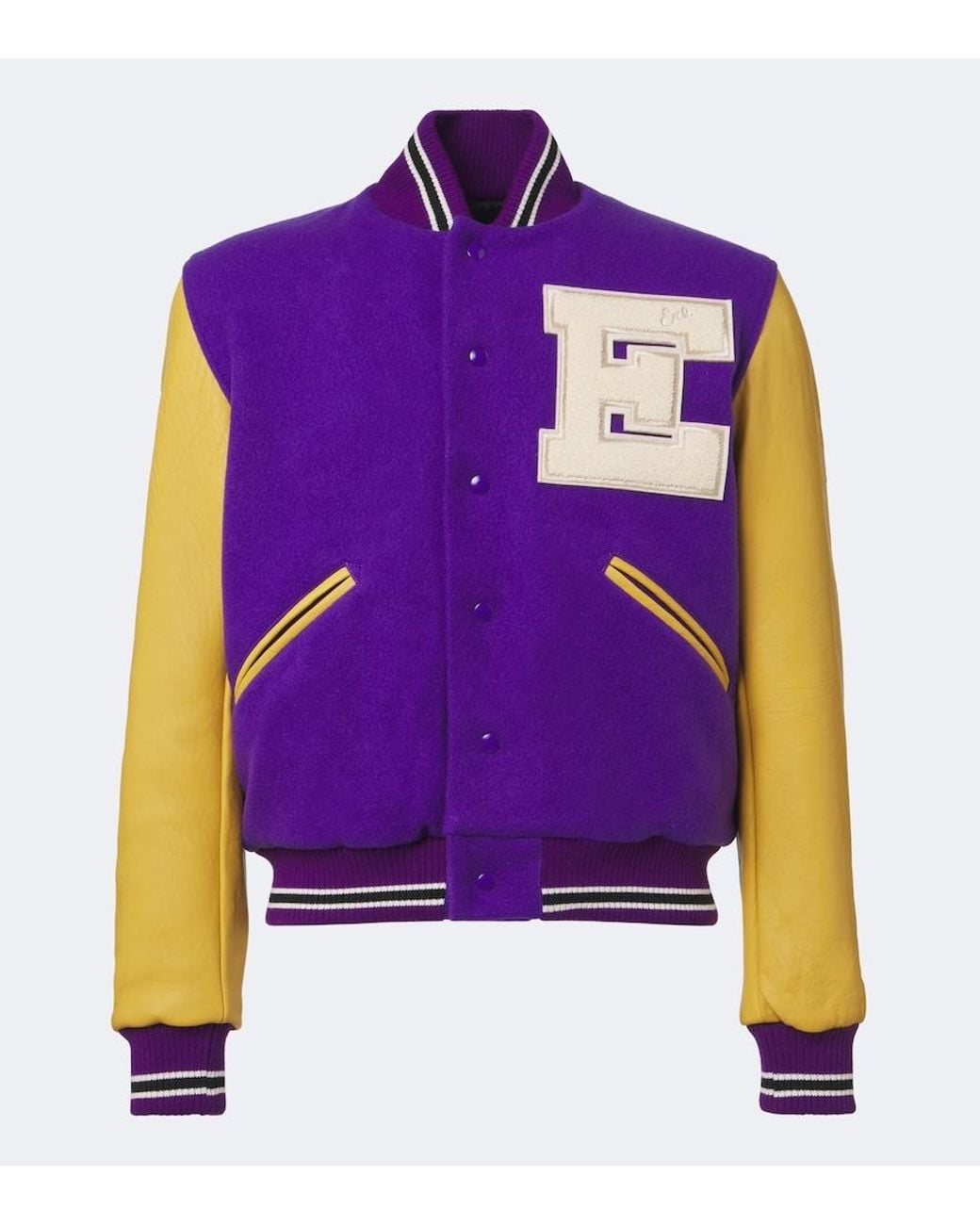 ERL Purple Leather-Trimmed Wool-Blend Bomber Jacket for men
