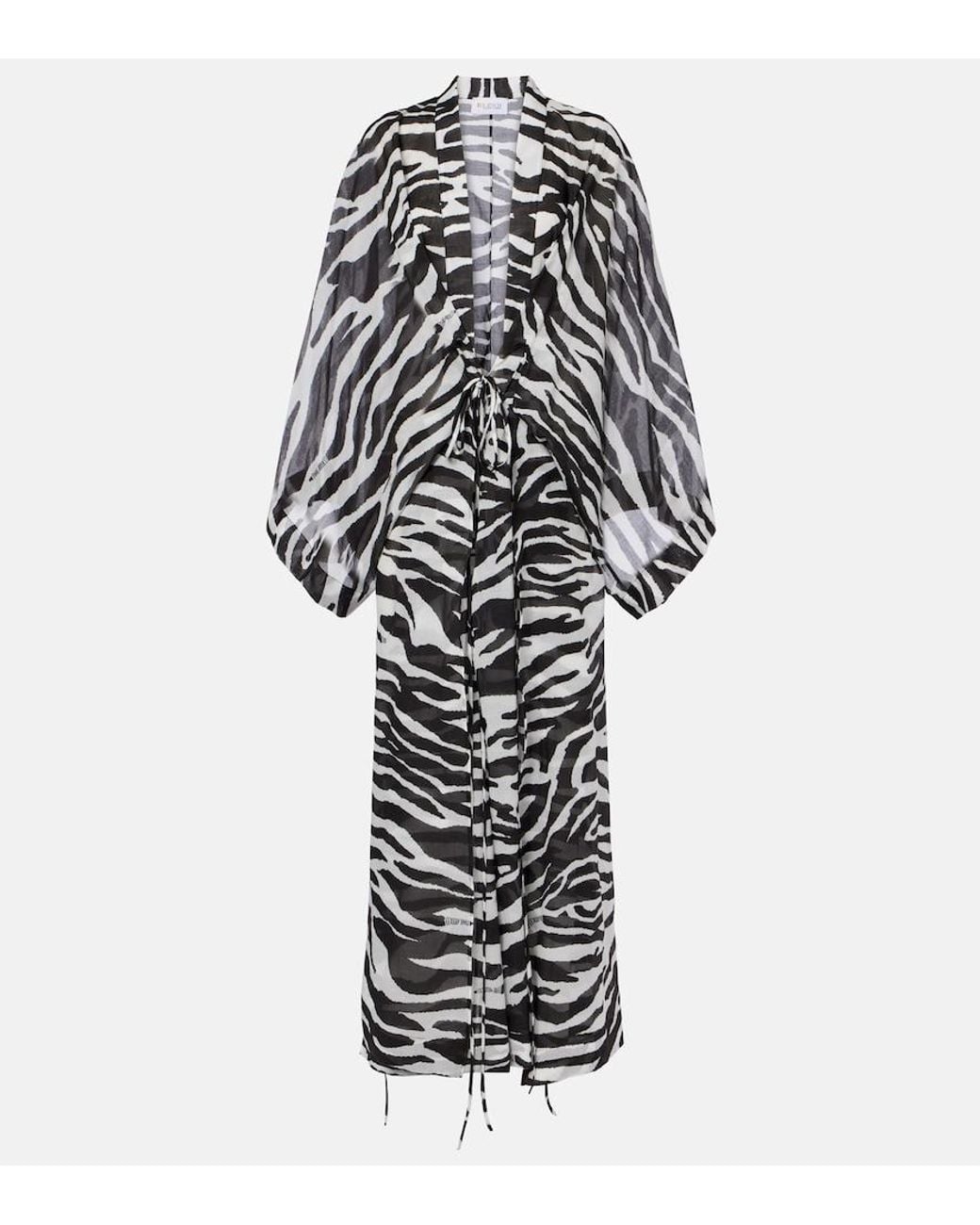The Attico White Zebra-Print Cotton Muslin Kaftan