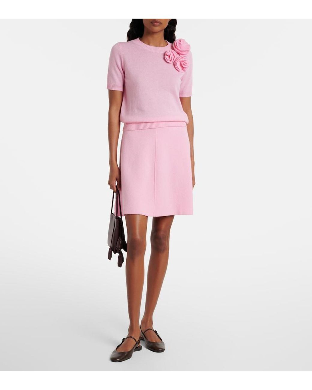 Jardin Des Orangers Pink Wool And Cashmere Miniskirt
