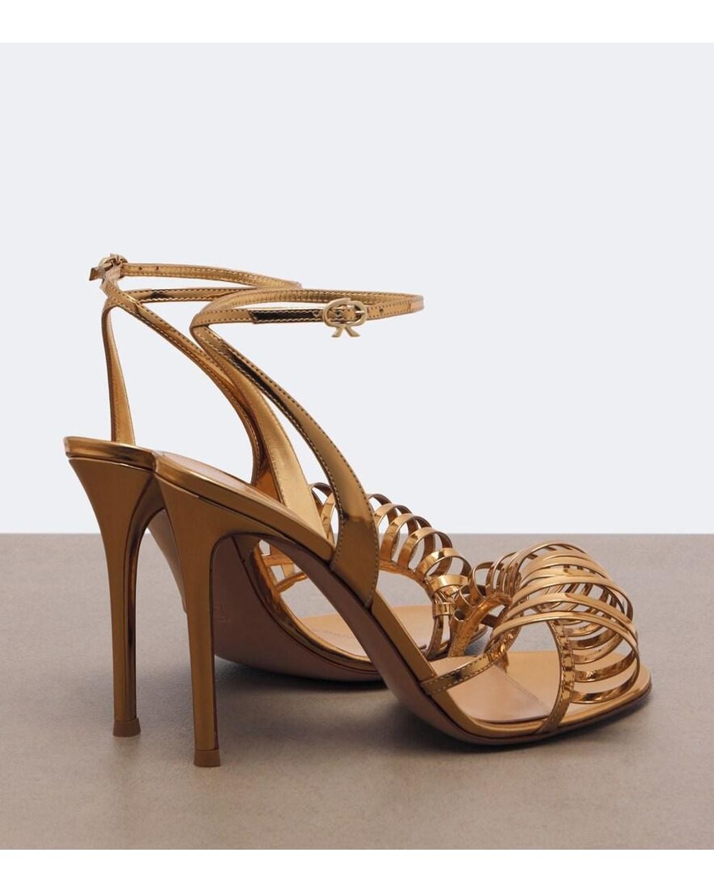 Gianvito Rossi Metallic Mirrored Leather Sandals