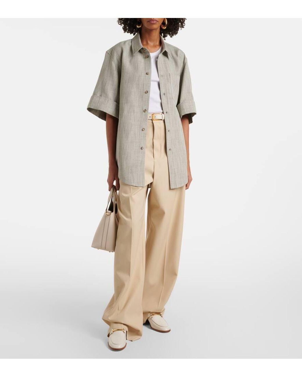 Tod's White Silk, Wool, And Cotton Shirt