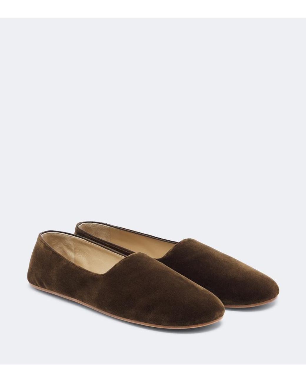 The Row Brown Ponti Velvet Slip-On Shoes