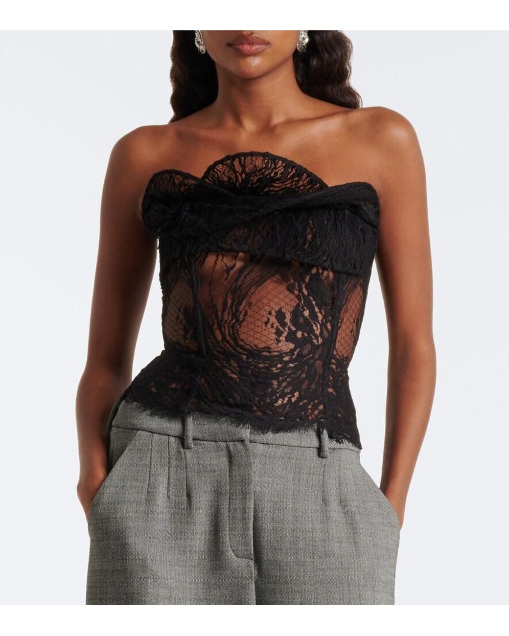 Magda Butrym Black Draped Lace Corset