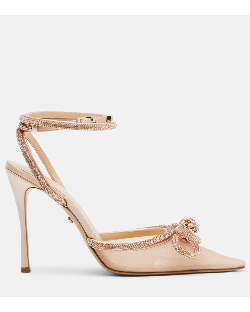 Mach & Mach Metallic Double Bow 110 Mesh Slingback Pumps