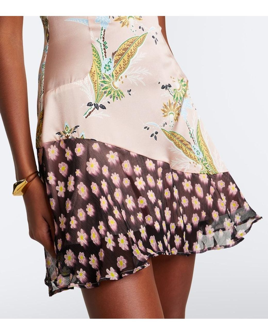Staud Pink Rae Floral Silk-Blend Satin Minidress
