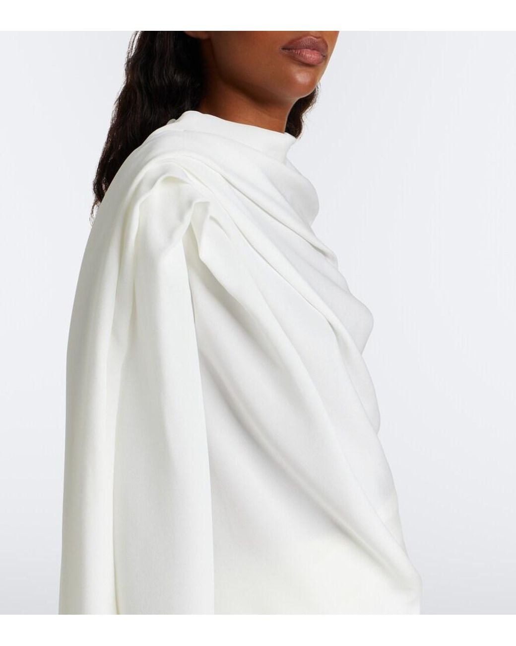 TOVE White Maevi Draped Caped Silk Top