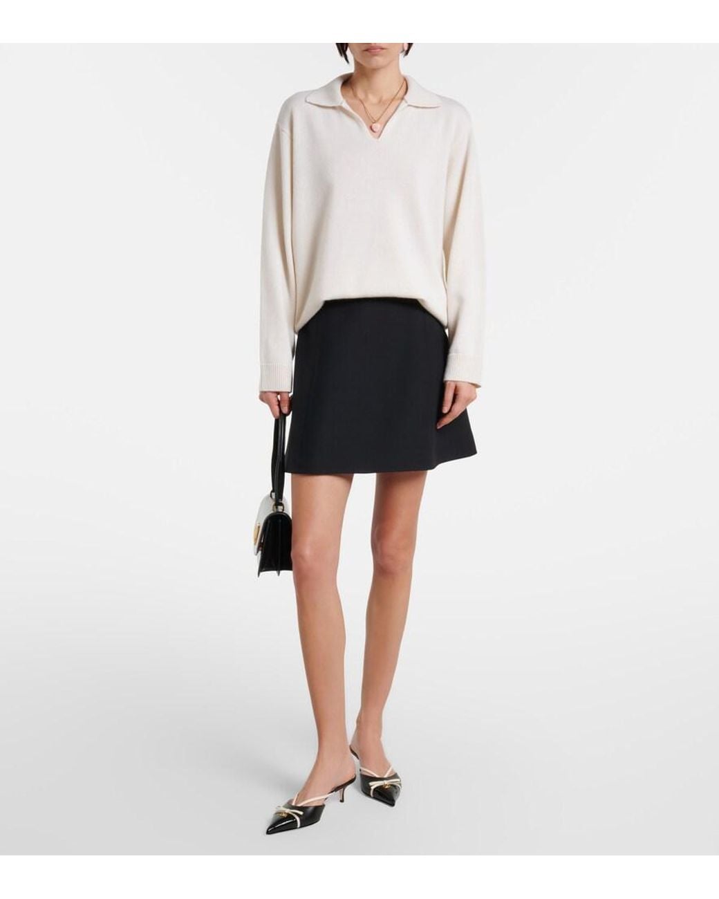 Valentino White Cashmere Polo Sweater