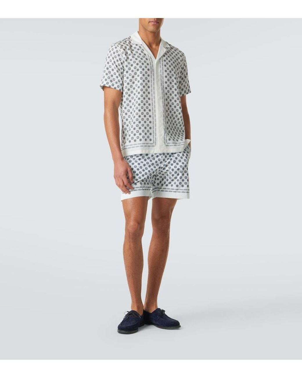 Orlebar Brown White Maitan Printed Bowling Shirt for men