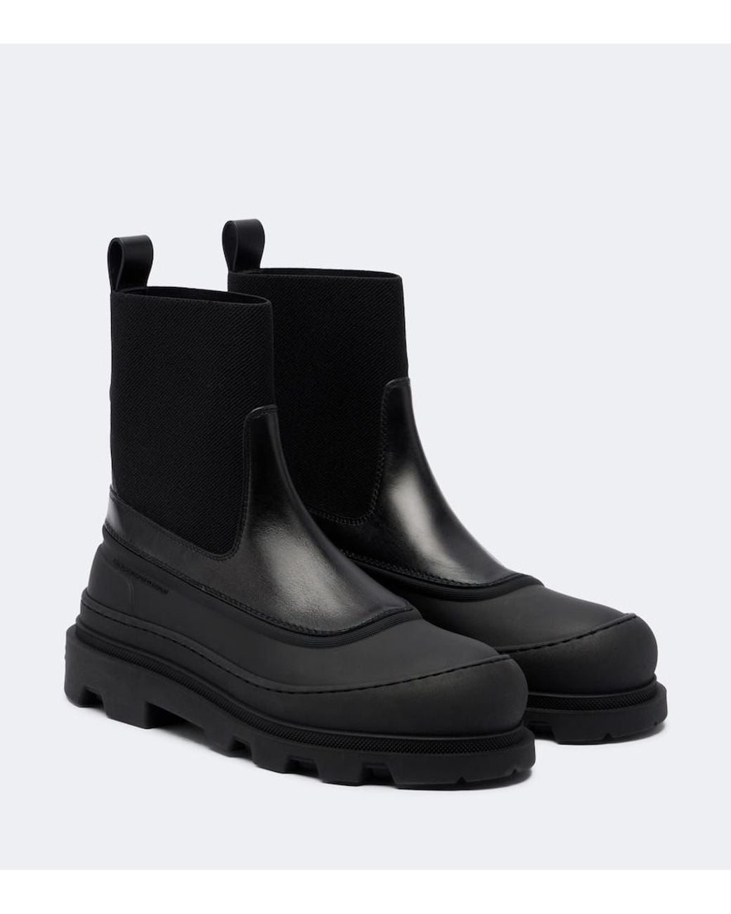 Moncler Black Vera Edge Leather-Trimmed Ankle Boots
