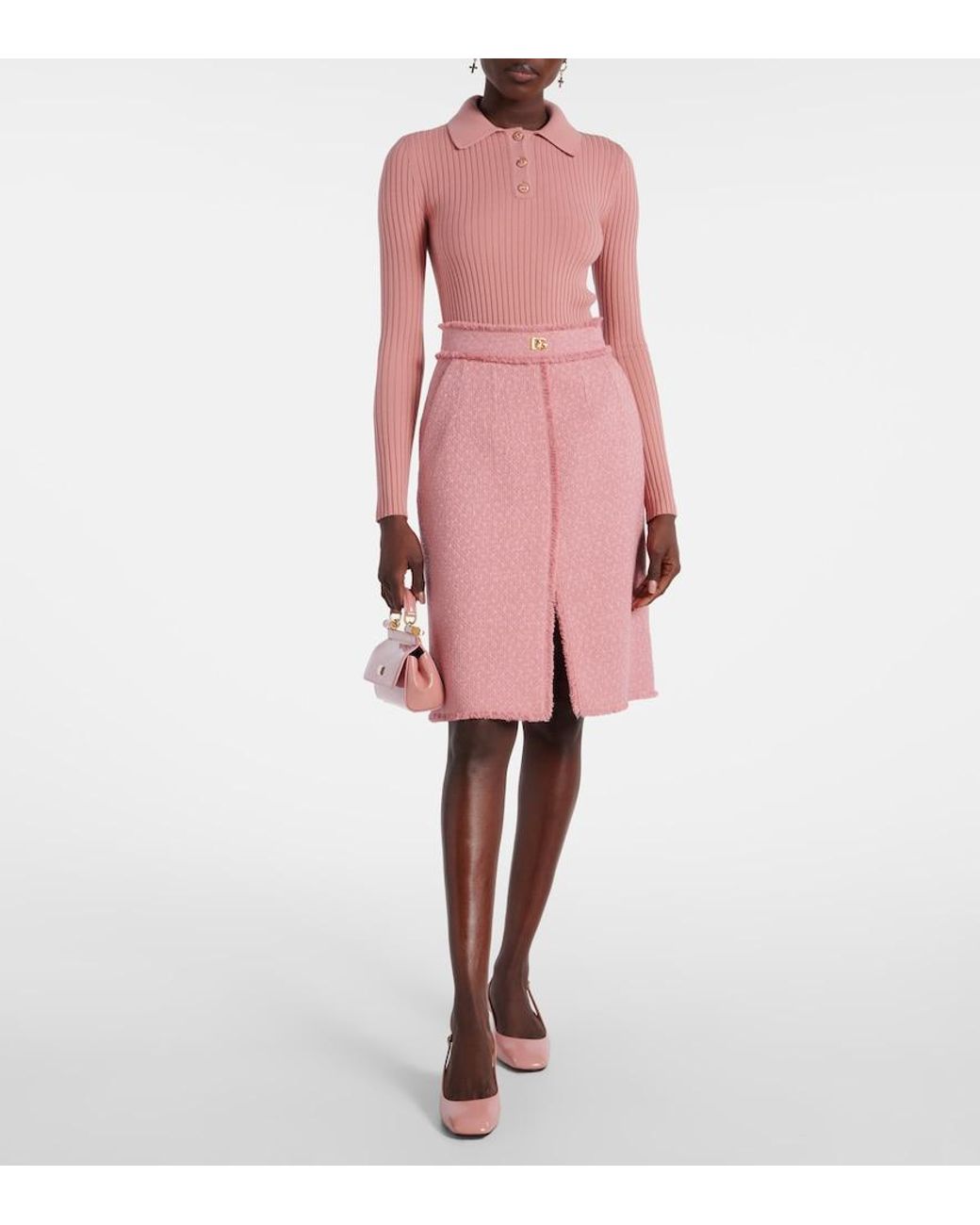 Dolce & Gabbana Pink Dg Wool-Blend Skirt
