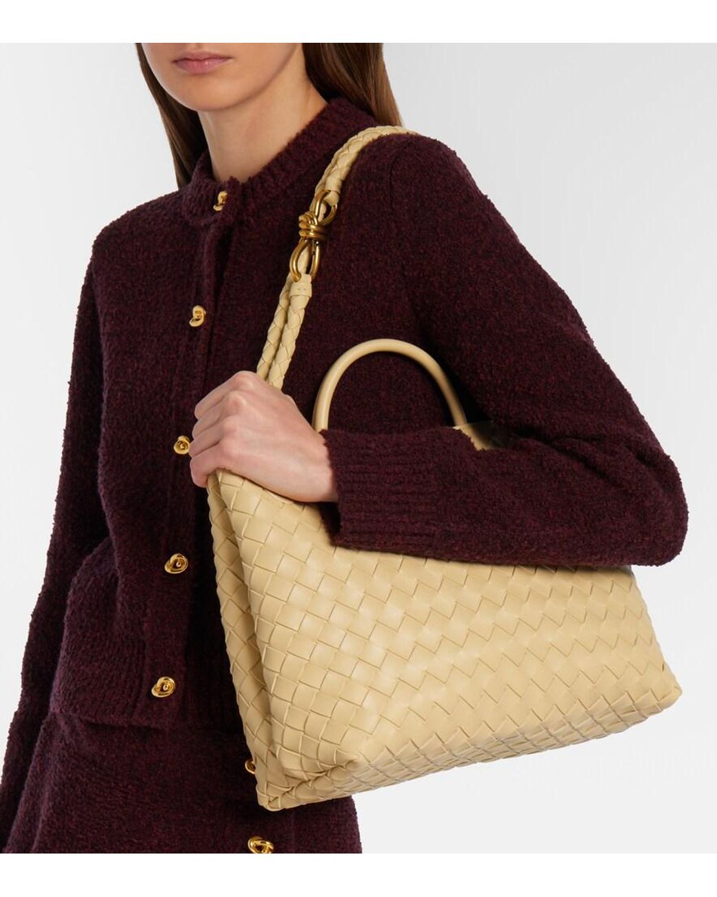 Bottega Veneta Metallic Tote Bag Andiamo Medium Aus Leder