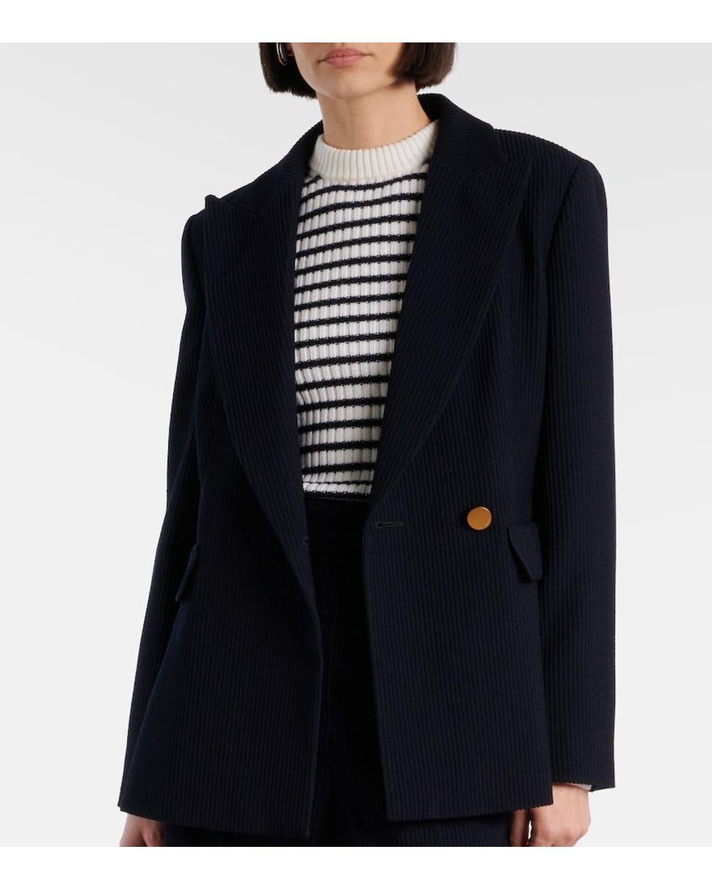 Max Mara Blue Pagano Wool-Blend Blazer