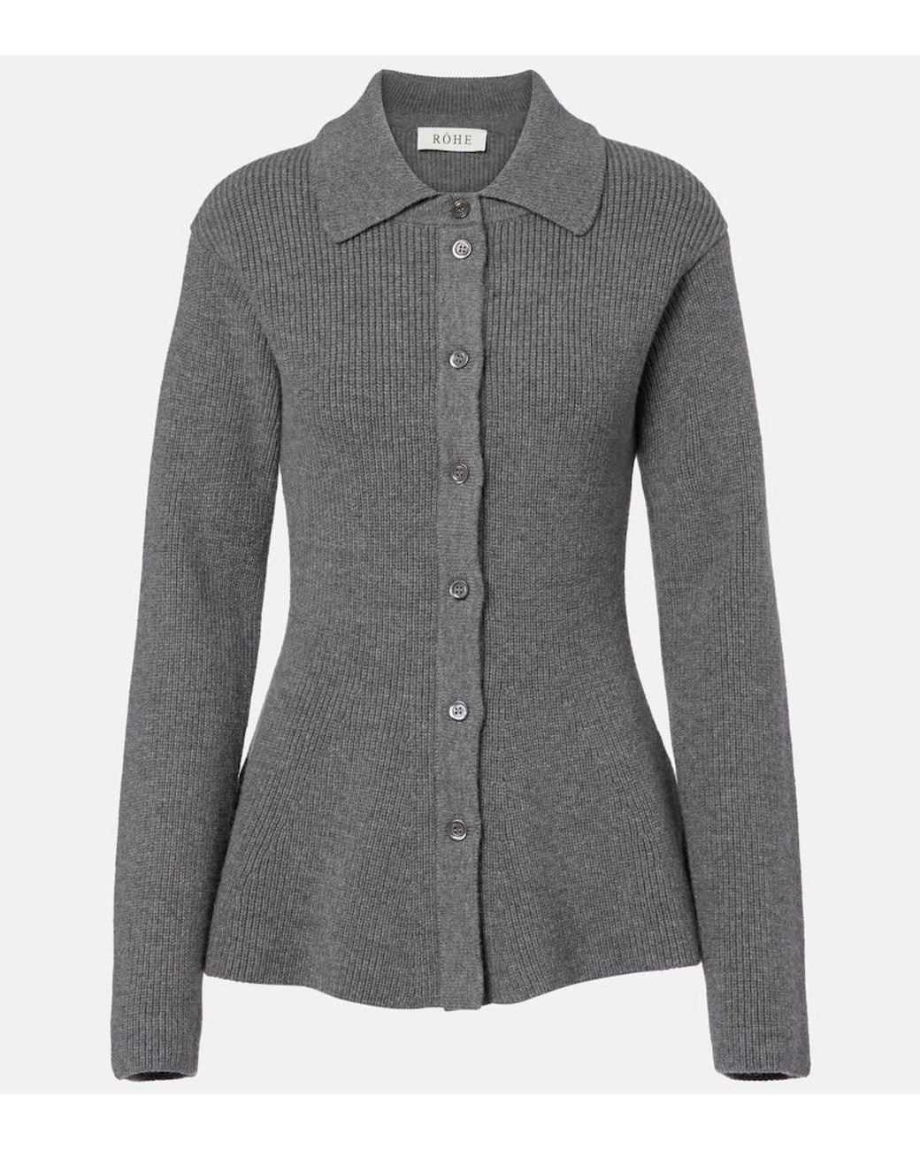 Rohe Gray Ribbed-Knit Wool And Cashmere Cardigan
