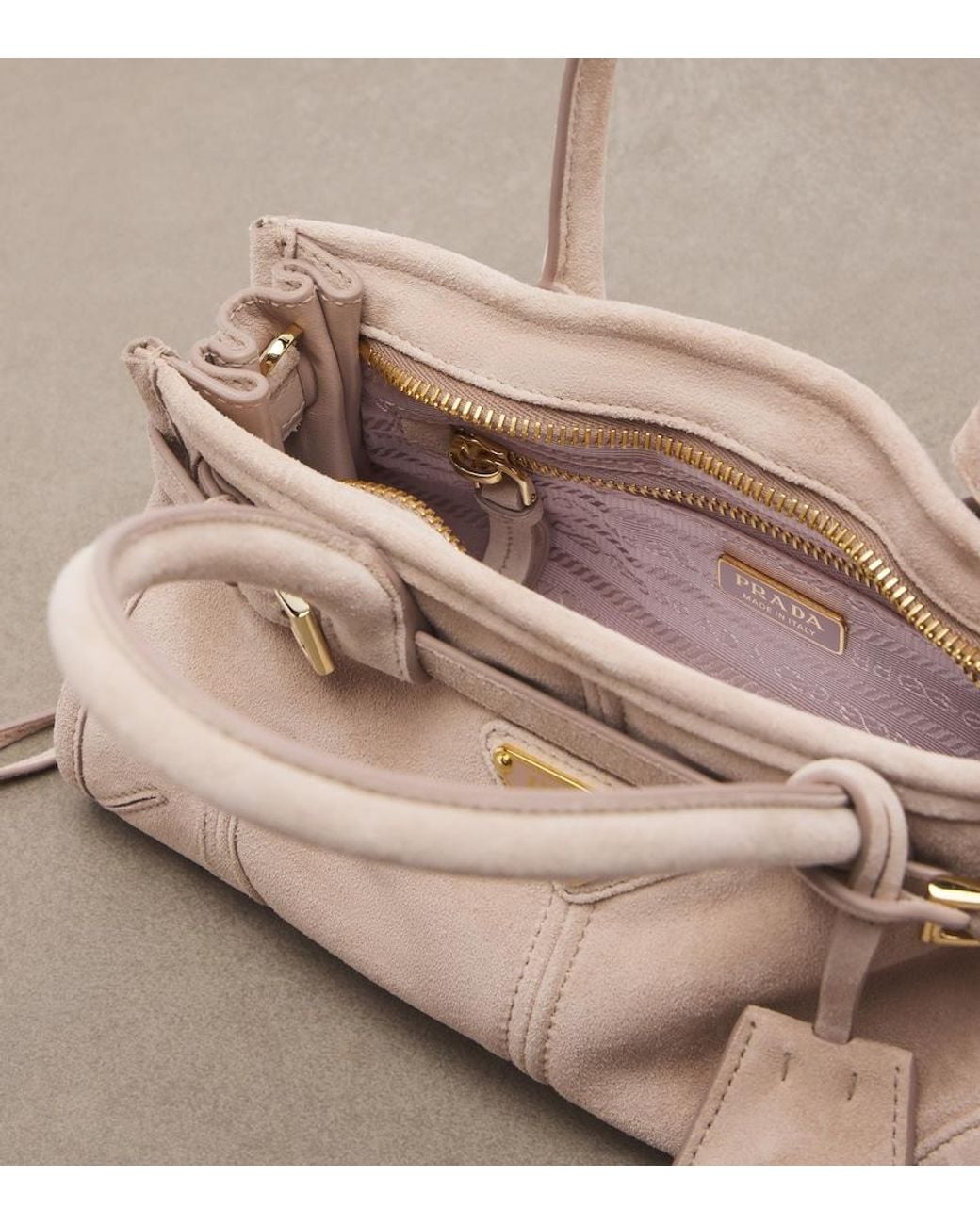 Prada Pink Bonnie Mini Suede Top-Handle Bag