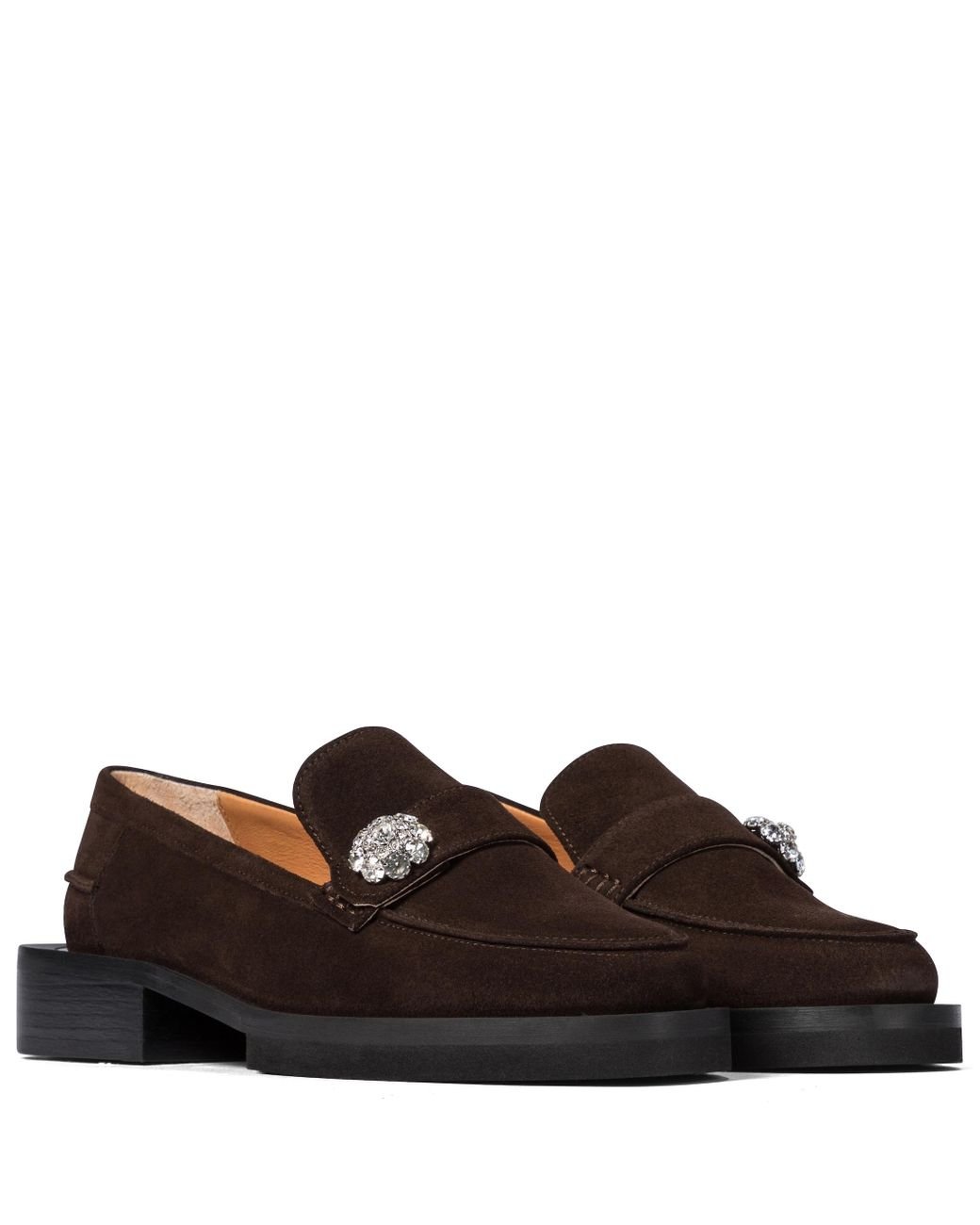 Ganni Jewel Suede Loafers in Brown Lyst