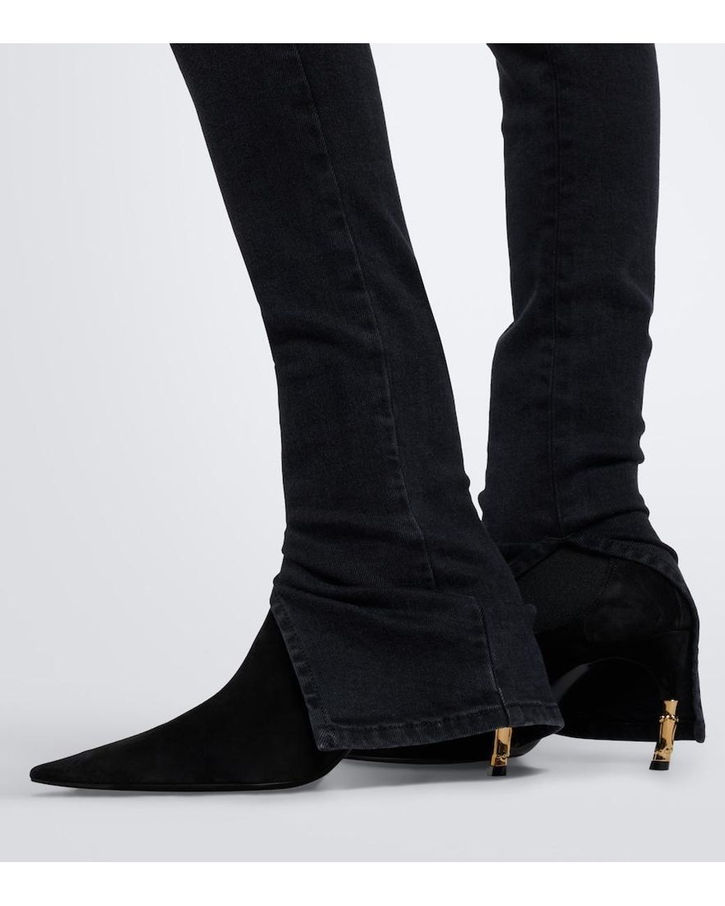 Gucci Black Embellished Suede Ankle Boots