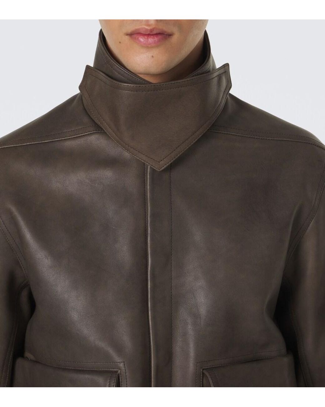 Rick Owens Brown Tower Alice Leather Jacket for men