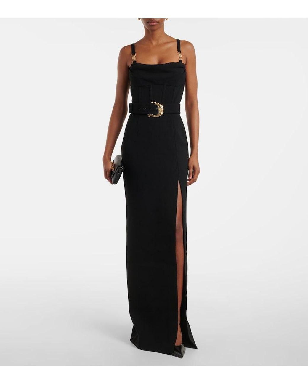 Rebecca Vallance Black Lucine Belted Gown