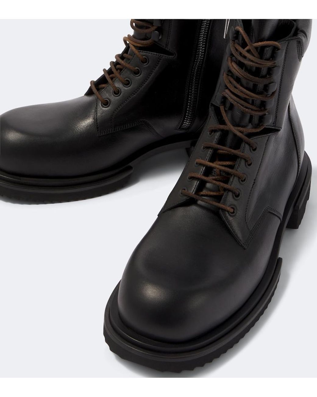 Rick Owens Black Army Gabe Leather Combat Boots for men