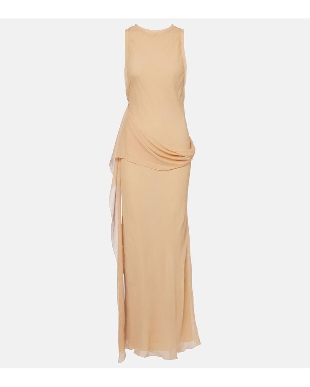 Victoria Beckham Natural Draped Silk Gown