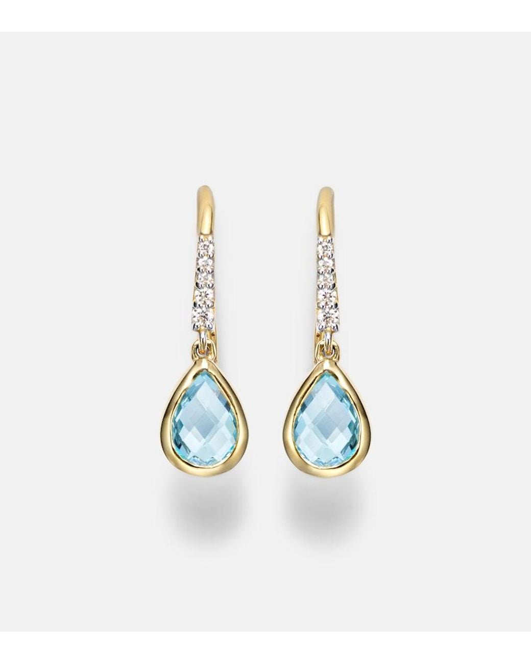 Mateo Blue 14Kt Drop Earrings With Topaz And Diamonds