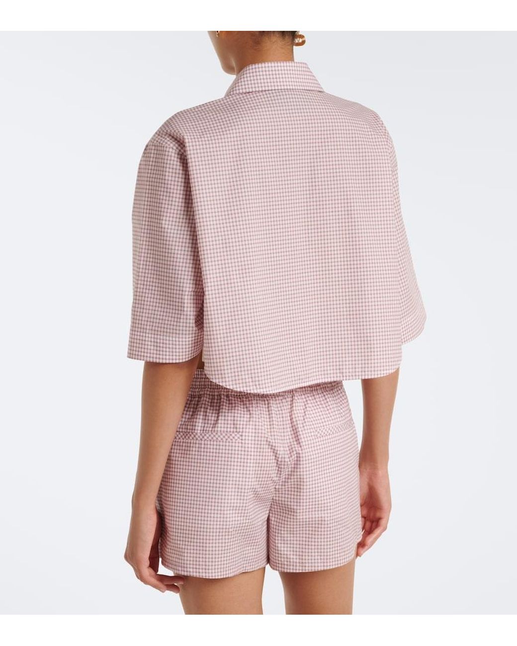 Valentino Garavani Pink Vlogo Gingham Cotton Shirt