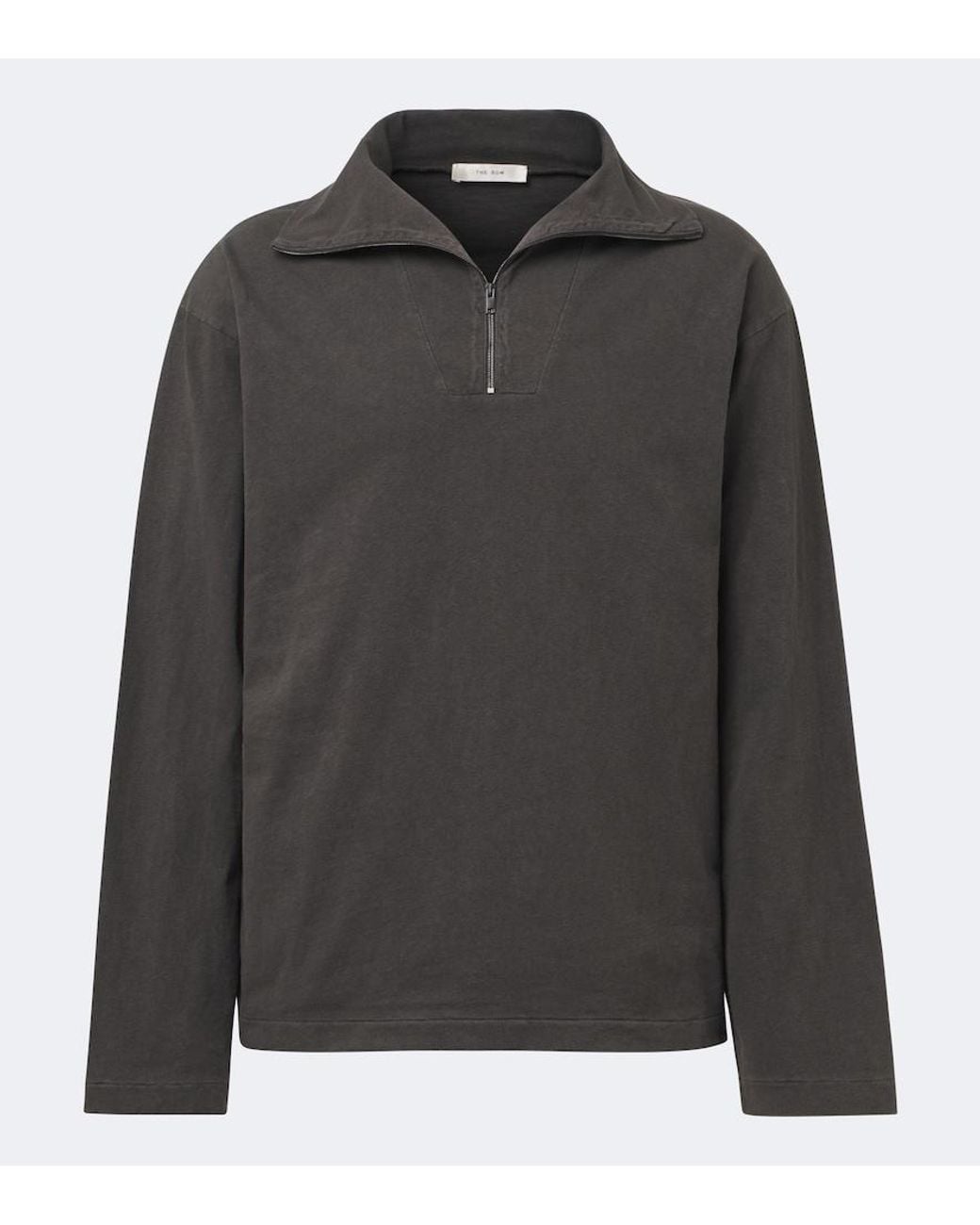 The Row Black Marcielo Cotton Half-Zip Top for men