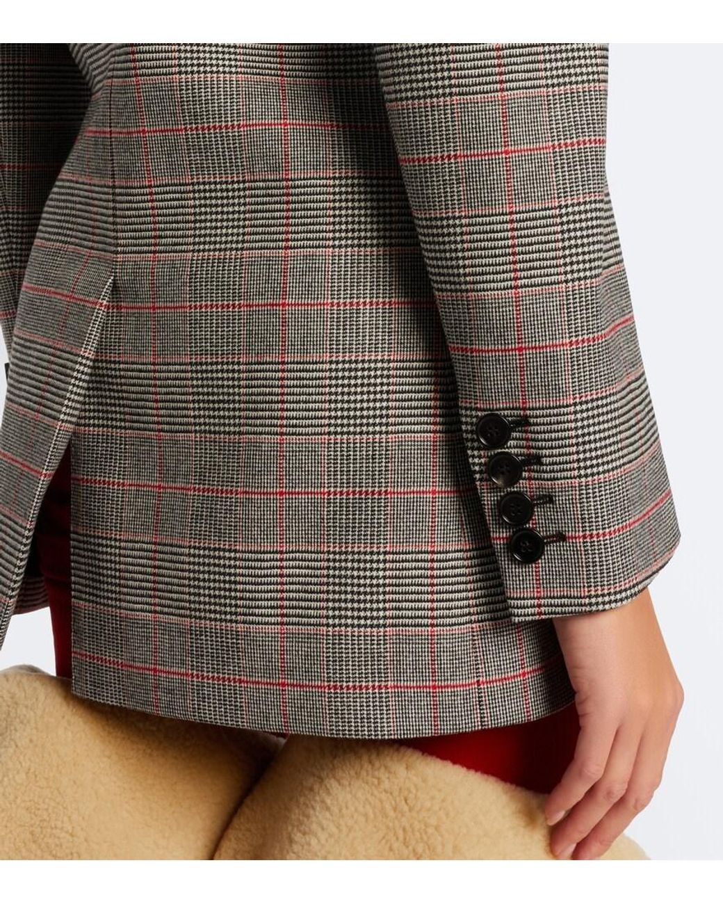 Chloé Gray Prince Of Wales Check Wool-Blend Jacket