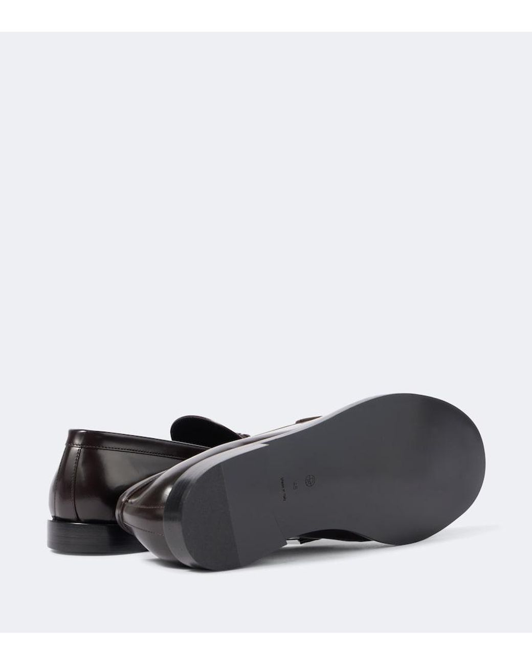 The Row Black Classic Leather Loafers for men