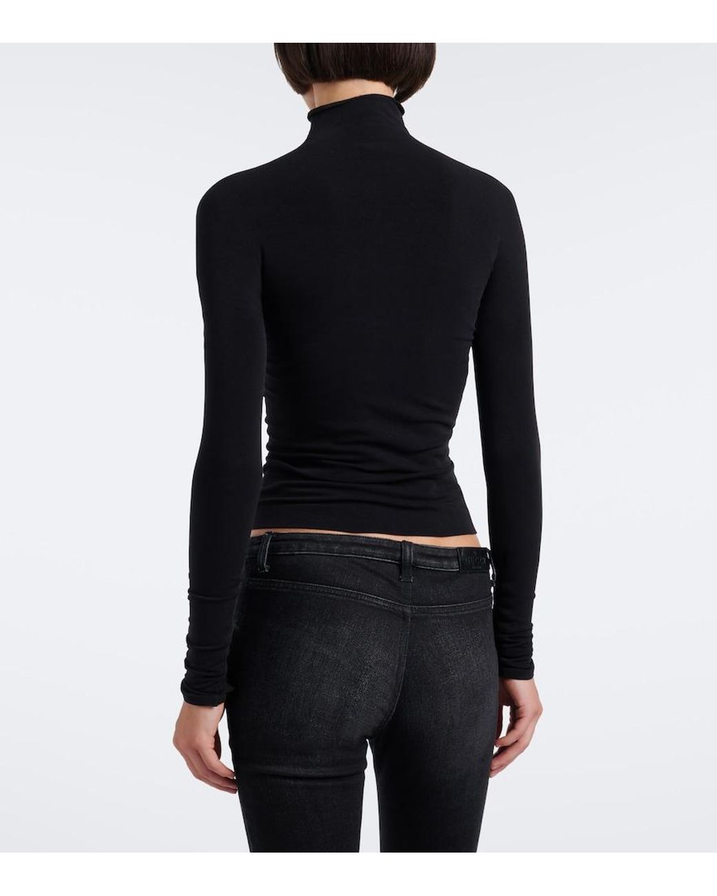 Gucci Blue Jersey Turtleneck Top